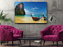 Obraz Rybárske člny na ostrove, more slnko ostrov island fishing boat sand sea